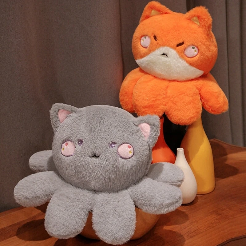 Fluffy Octo-Animal Fox Cat Bunny Bear Plushies - Image 3