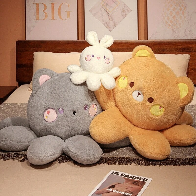 Fluffy Octo-Animal Fox Cat Bunny Bear Plushies - Image 11