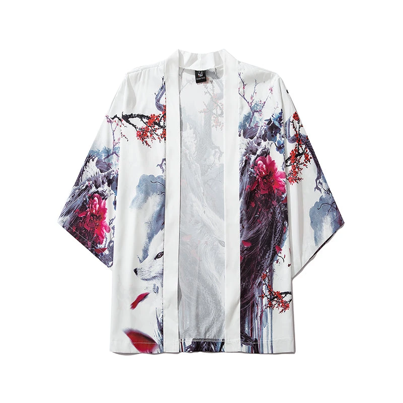 Apparel Fox Cranes Dragon Japanese Women Kimono Robe Cardigan - Image 2