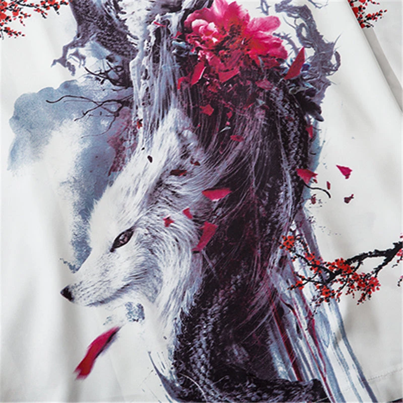 Apparel Fox Cranes Dragon Japanese Women Kimono Robe Cardigan - Image 6