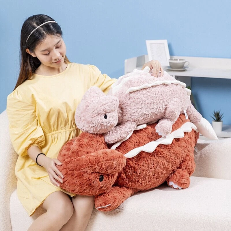 Fuzzy Cute Pink Red Lizard Plushies - Image 9