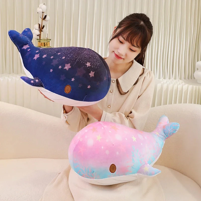 Galaxy Starry Kawaii Blue Pink Whale Plushies - Image 2