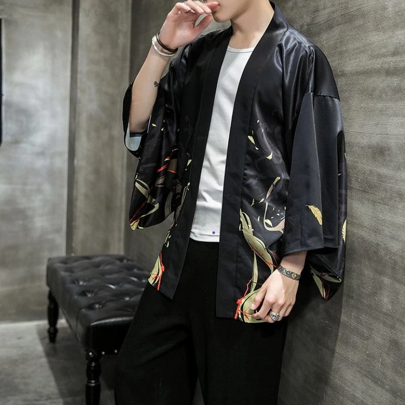 Apparel Golden Wild Autumn And Misty Torii Men Kimono - Image 14