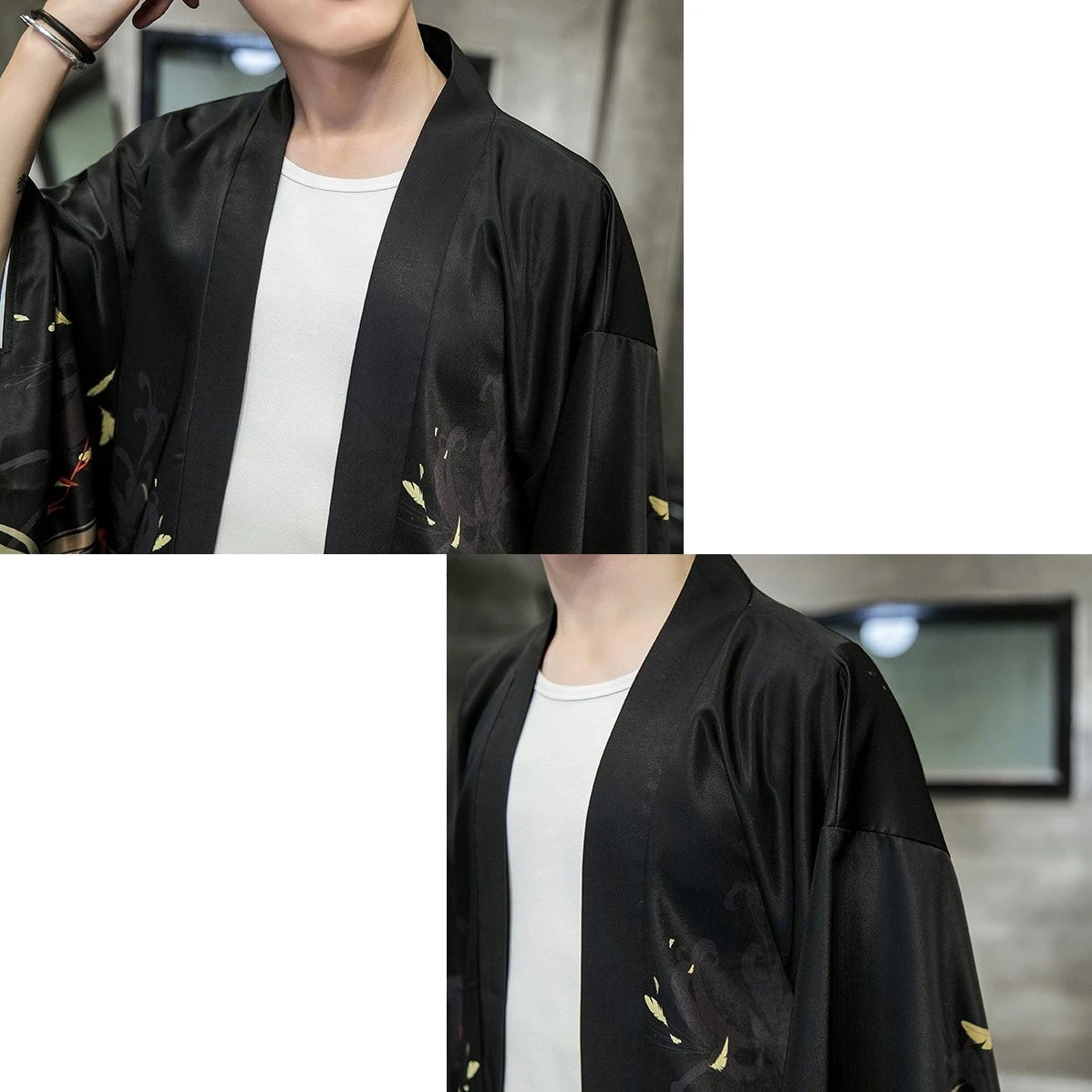 Apparel Golden Wild Autumn And Misty Torii Men Kimono - Image 17