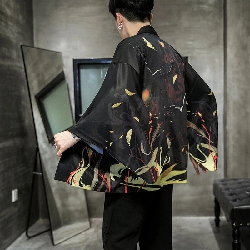 Apparel Golden Wild Autumn And Misty Torii Men Kimono - Image 15