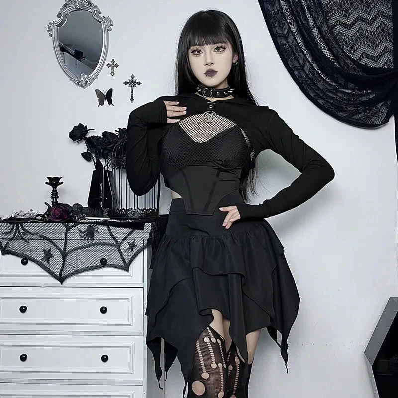 Apparel Gothic Witch Punk Irregular Black Skirt
