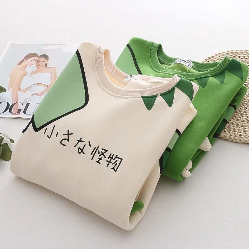 Apparel Green Dinosaur Long Sleeve Unisex Sweatshirts - Image 2