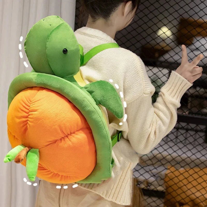 Green Orange Turtle Plush Backpack - Image 10