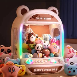 Happy Pink Brown Bear Advanced Mini Claw Machine Toy