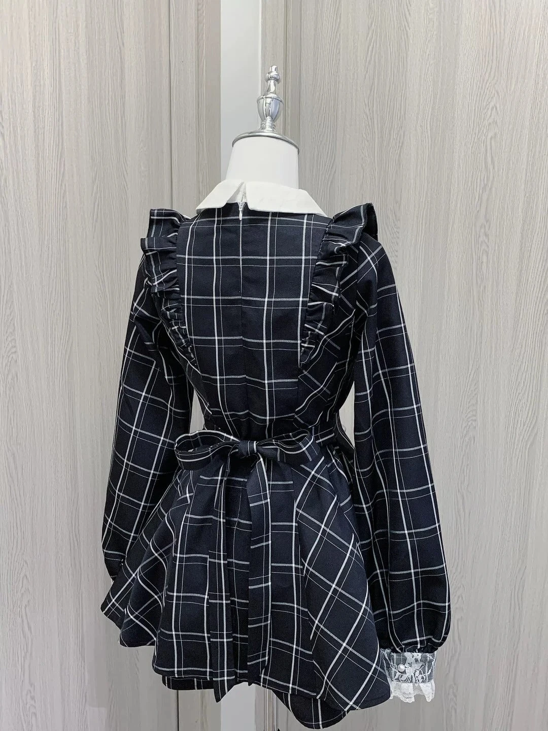 Apparel Harajuku Black Plaid Hearts Laced Lolita Women's Dress - Image 9