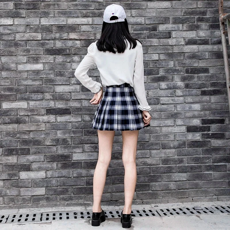 Apparel Harajuku High Waist School Girl Pleated Plaid Short Skirt - Image 6