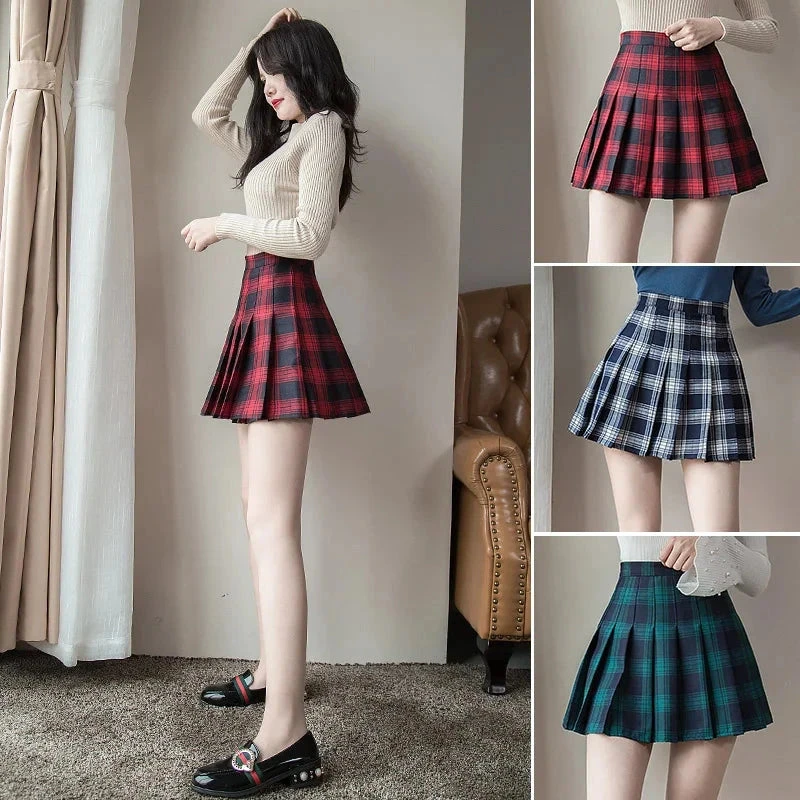 Apparel Harajuku High Waist School Girl Pleated Plaid Short Skirt - Image 4