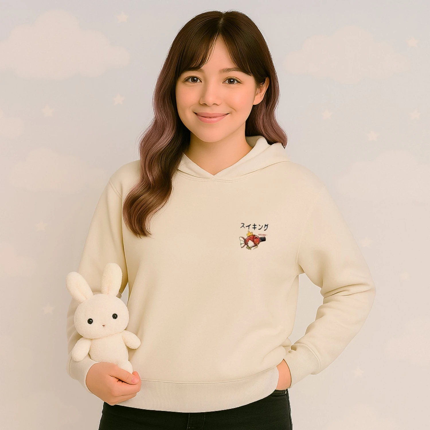 Apparel Harajuku Japanese Fish Konnichiwa Poster Unisex Hoodie - Image 2