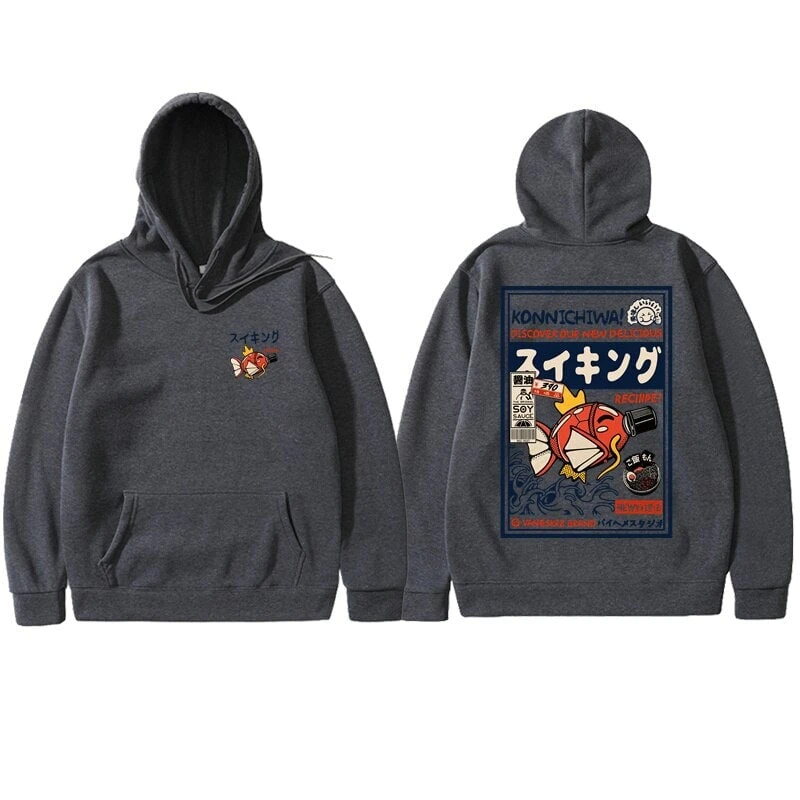 Apparel Harajuku Japanese Fish Konnichiwa Poster Unisex Hoodie - Image 7