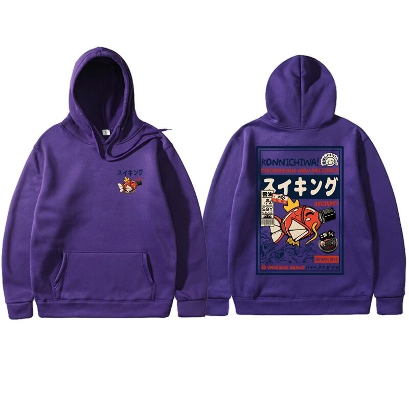Apparel Harajuku Japanese Fish Konnichiwa Poster Unisex Hoodie - Image 11