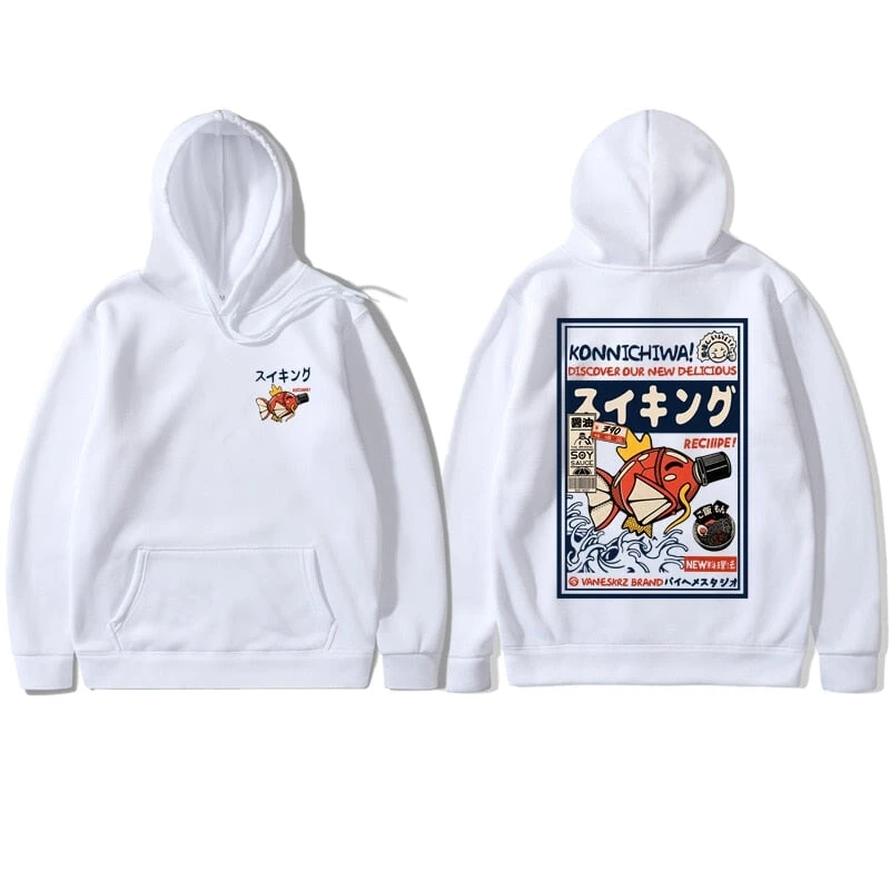 Apparel Harajuku Japanese Fish Konnichiwa Poster Unisex Hoodie - Image 3