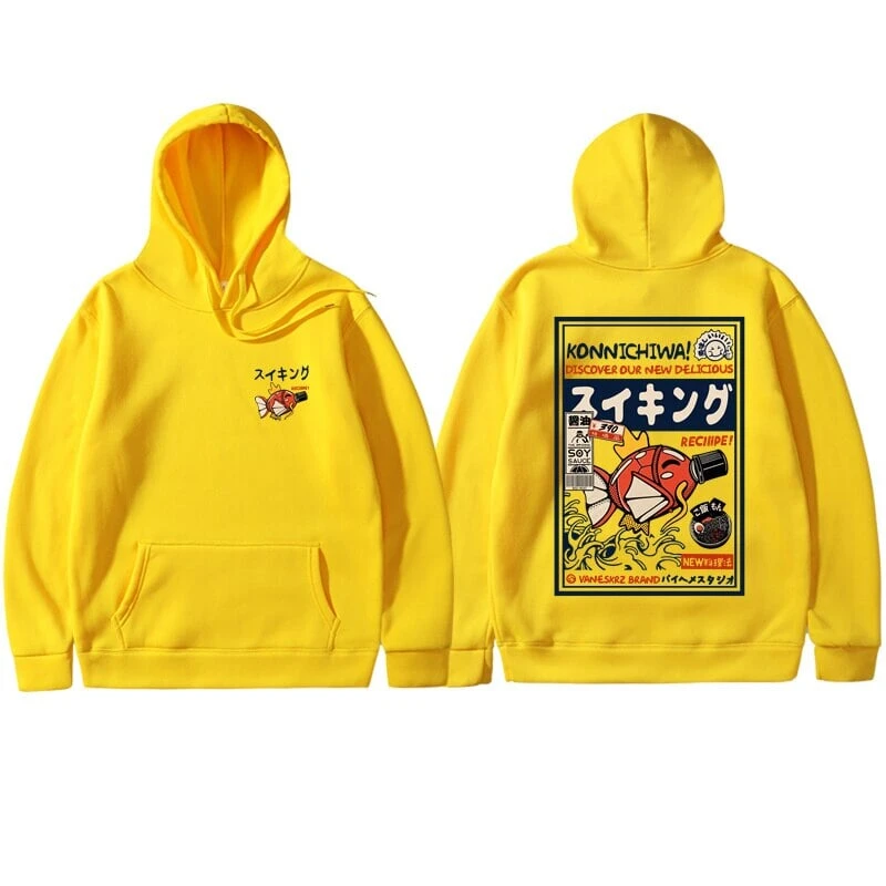 Apparel Harajuku Japanese Fish Konnichiwa Poster Unisex Hoodie - Image 9
