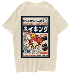 Apparel Harajuku Japanese Fish Konnichiwa Poster Unisex Tee