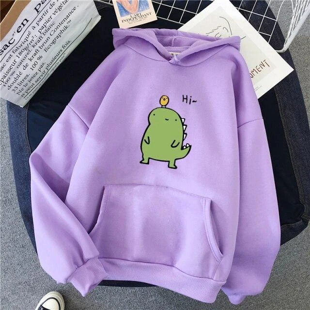 Apparel Harajuku Kawaii Cute Dipsy Dinosaur Hoodie - Image 5