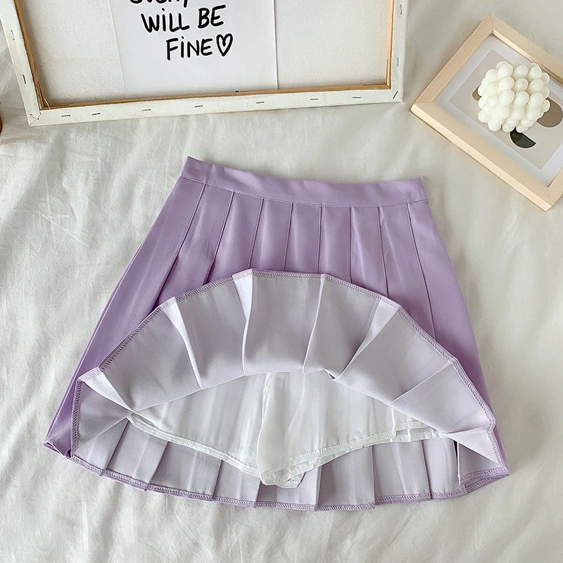 Apparel High Waist Cute Simple Pleated Short Light Skirt - Image 6
