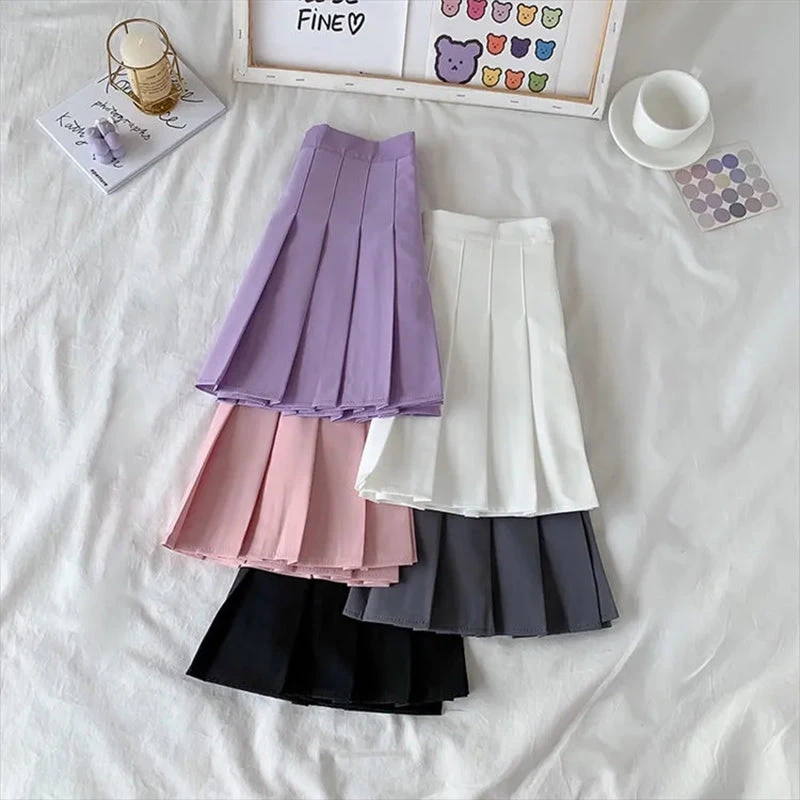 Apparel High Waist Cute Simple Pleated Short Light Skirt - Image 10