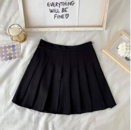Apparel High Waist Cute Simple Pleated Short Light Skirt - Image 11