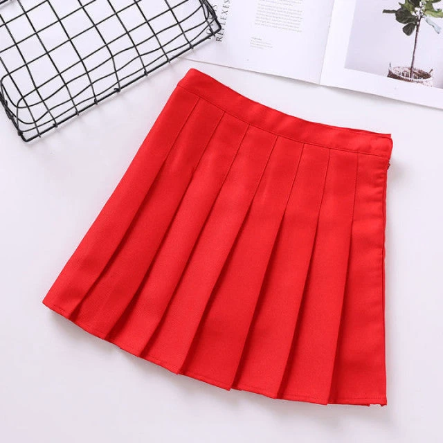 Apparel High Waist Cute Simple Pleated Short Light Skirt - Image 5