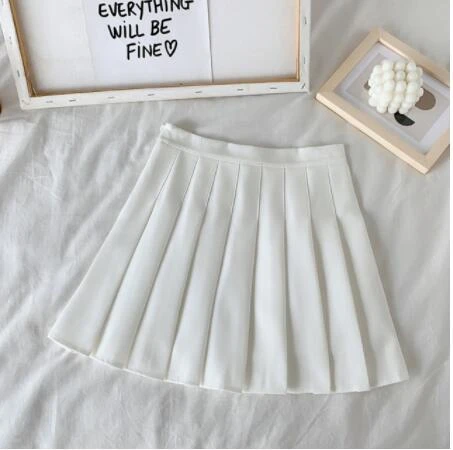 Apparel High Waist Cute Simple Pleated Short Light Skirt - Image 3