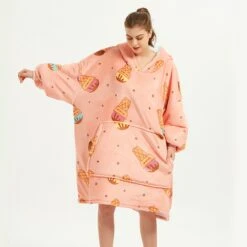 Apparel Ice Cream Coral Oversized Blanket Hoodie For Adults & Children