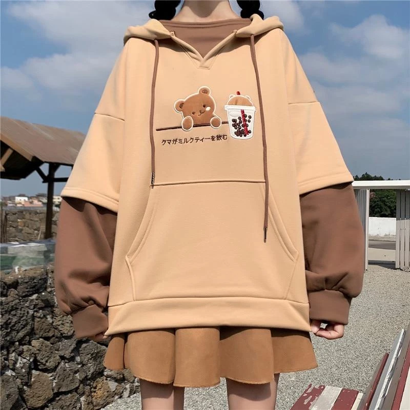 Apparel Japanese Bubble Tea Bear Hoodies
