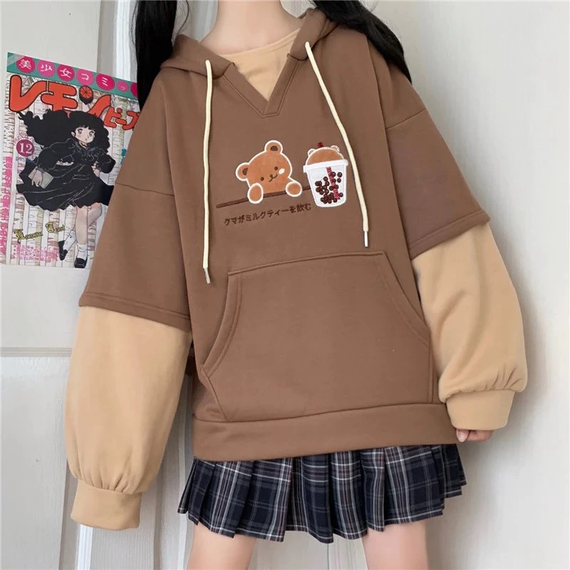 Apparel Japanese Bubble Tea Bear Hoodies - Image 2