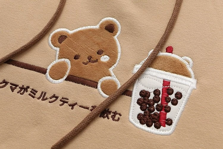 Apparel Japanese Bubble Tea Bear Hoodies - Image 9