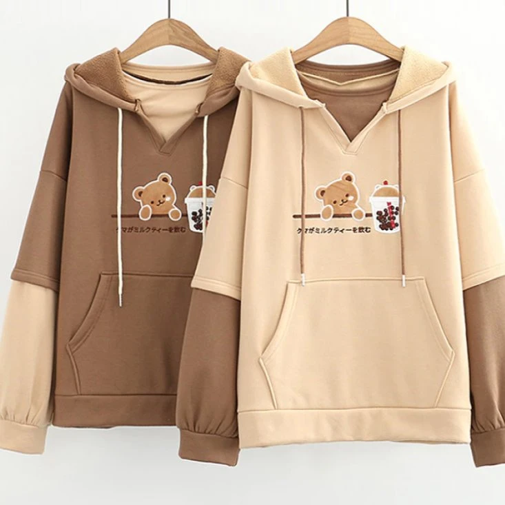 Apparel Japanese Bubble Tea Bear Hoodies - Image 4