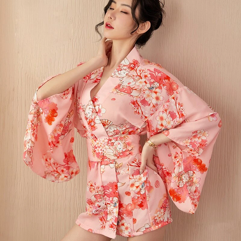 Apparel Japanese Cherry Blossom Sakura Pink Kimono - Image 6