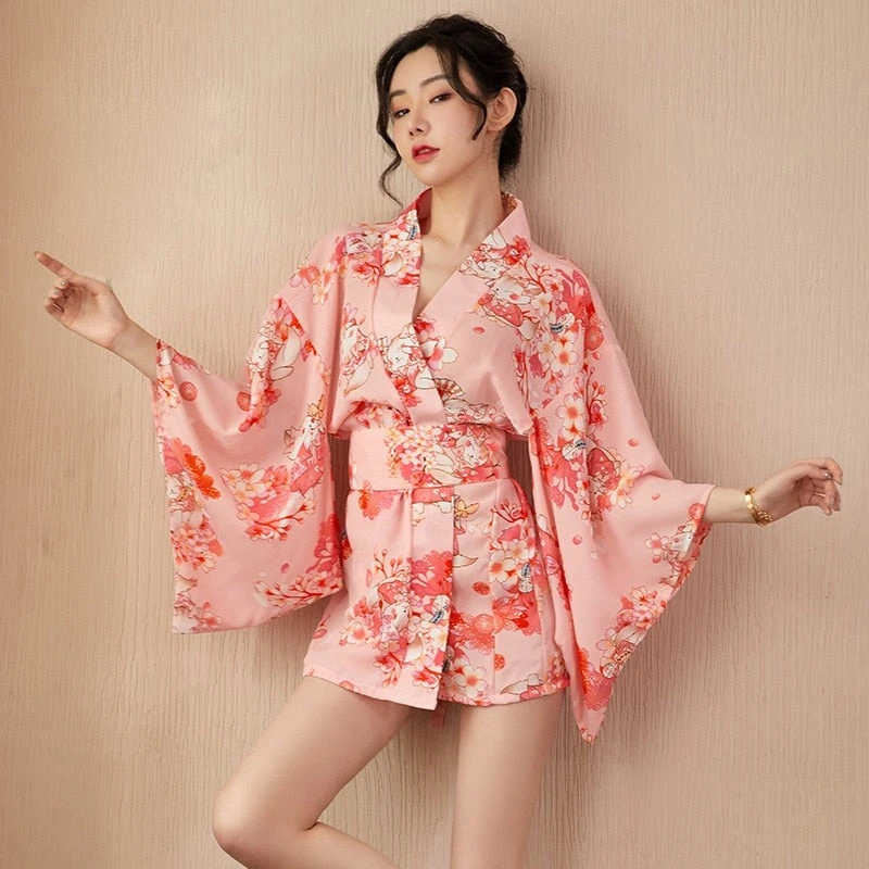 Apparel Japanese Cherry Blossom Sakura Pink Kimono - Image 2