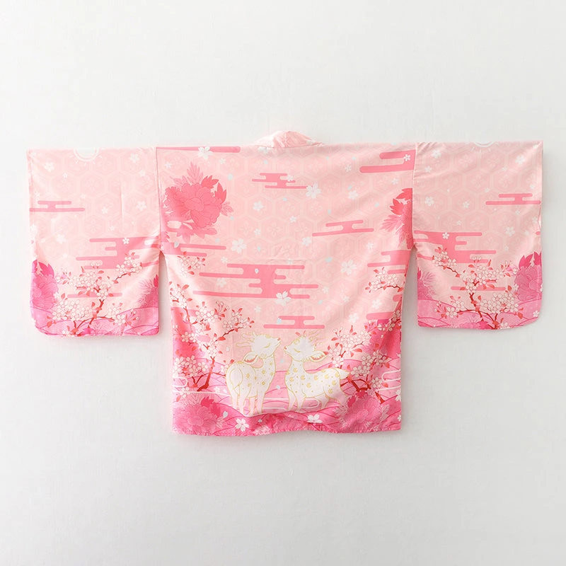 Apparel Japanese Deer Of Nara With Sakura Trees Kimono - Image 9