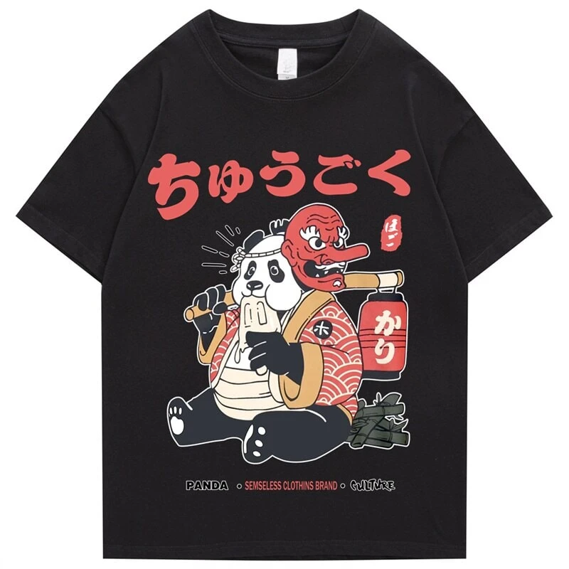 Apparel Japanese Fat Samurai Panda Unisex Tee - Image 3
