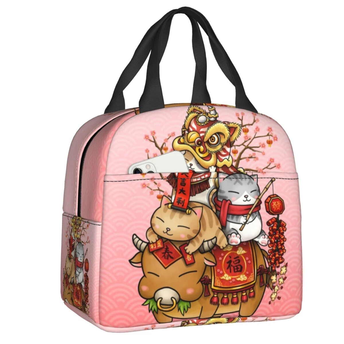 Japanese Fortune Cat Lunch Bag Set - Image 3