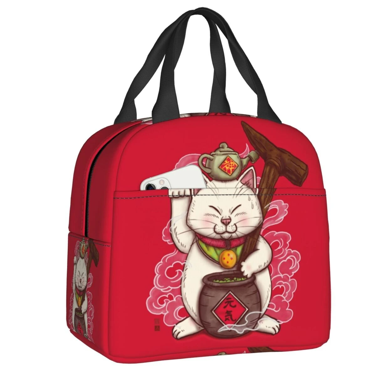 Japanese Fortune Cat Lunch Bag Set - Image 4