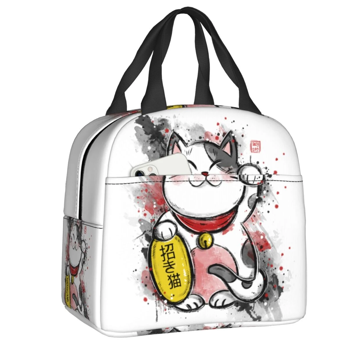 Japanese Fortune Cat Lunch Bag Set - Image 2