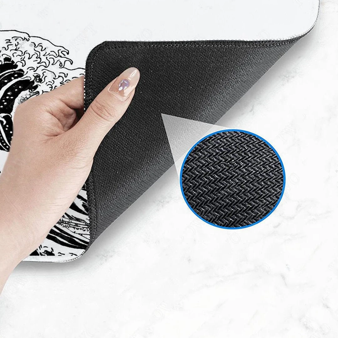 Accessories Japanese Kanagawa Great Wave Black White Large Mouse Pad - Image 4