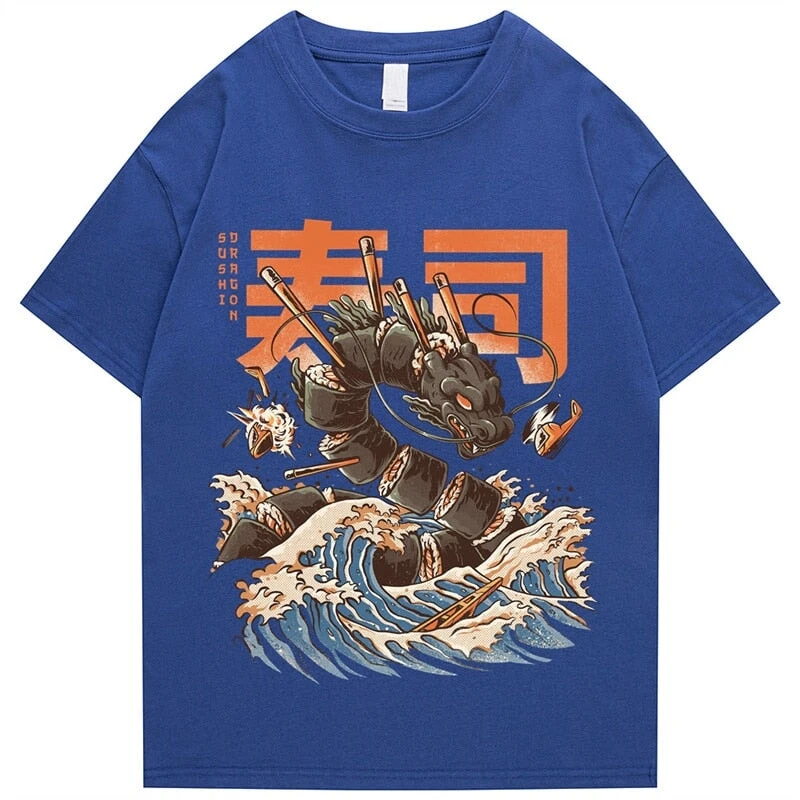 Apparel Japanese King Dragon Sushi Roll Waves Unisex Tee - Image 3