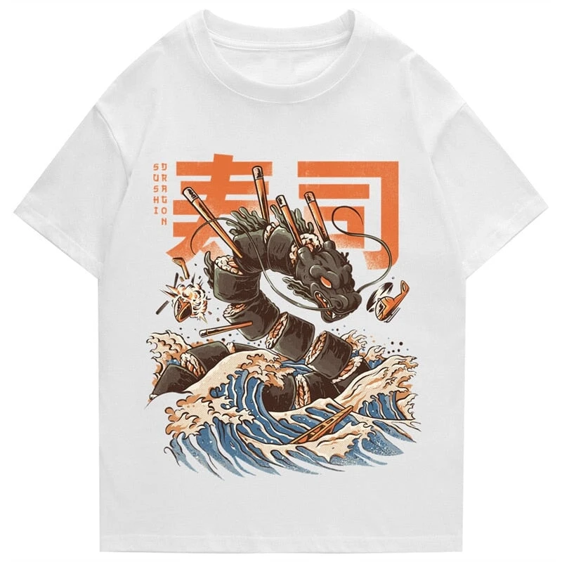 Apparel Japanese King Dragon Sushi Roll Waves Unisex Tee