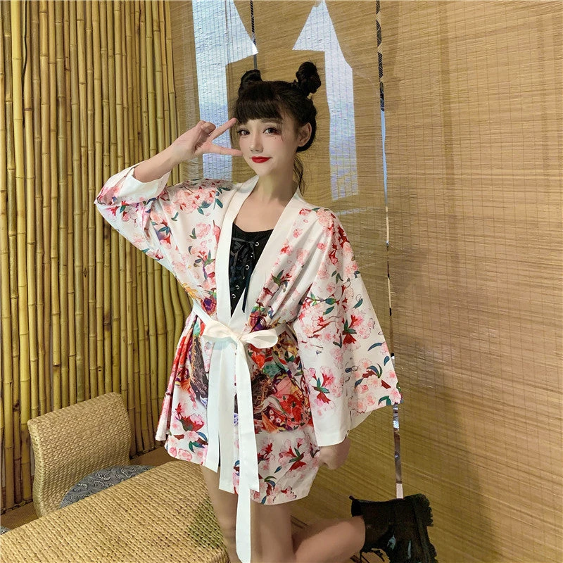 Apparel Japanese Lady Sakura Women Kimono Robe Cardigan - Image 5