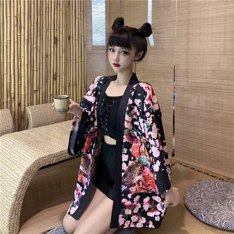 Apparel Japanese Lady Sakura Women Kimono Robe Cardigan - Image 18