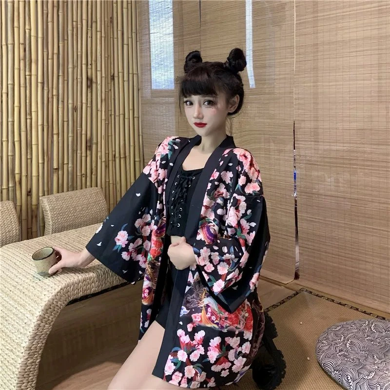 Apparel Japanese Lady Sakura Women Kimono Robe Cardigan - Image 14