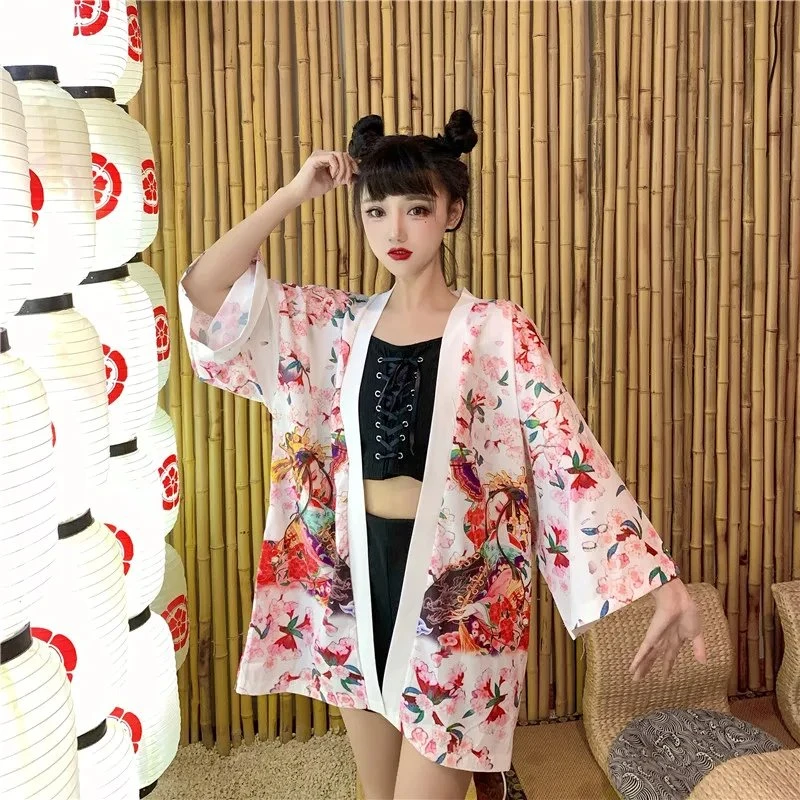 Apparel Japanese Lady Sakura Women Kimono Robe Cardigan - Image 8