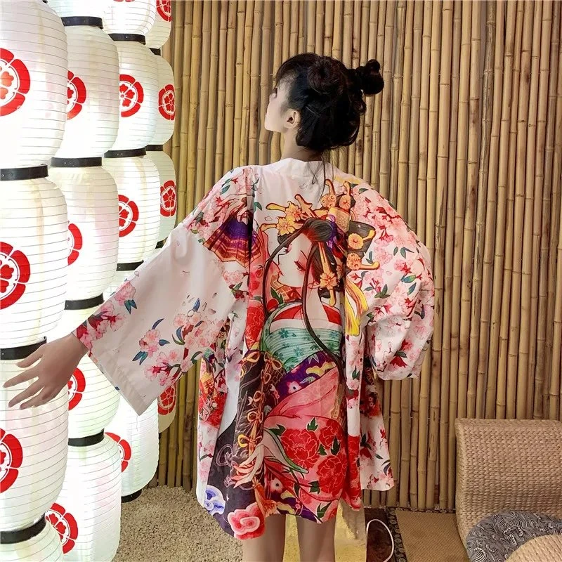 Apparel Japanese Lady Sakura Women Kimono Robe Cardigan - Image 6