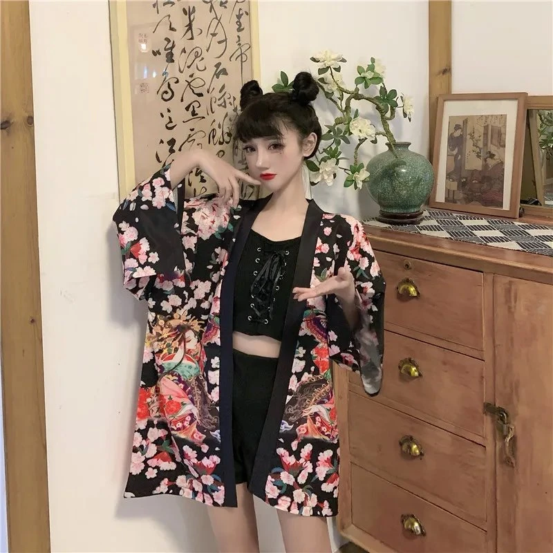 Apparel Japanese Lady Sakura Women Kimono Robe Cardigan - Image 15