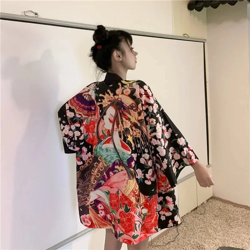 Apparel Japanese Lady Sakura Women Kimono Robe Cardigan - Image 17